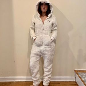 COPY - Onepiece Teddy Love Fleece Jumpsuit Off Wh…